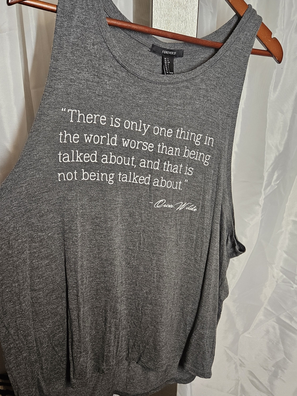 Forever 21 Charcoal Gray Quote Tank Top - Women's Sleeveless Tee L